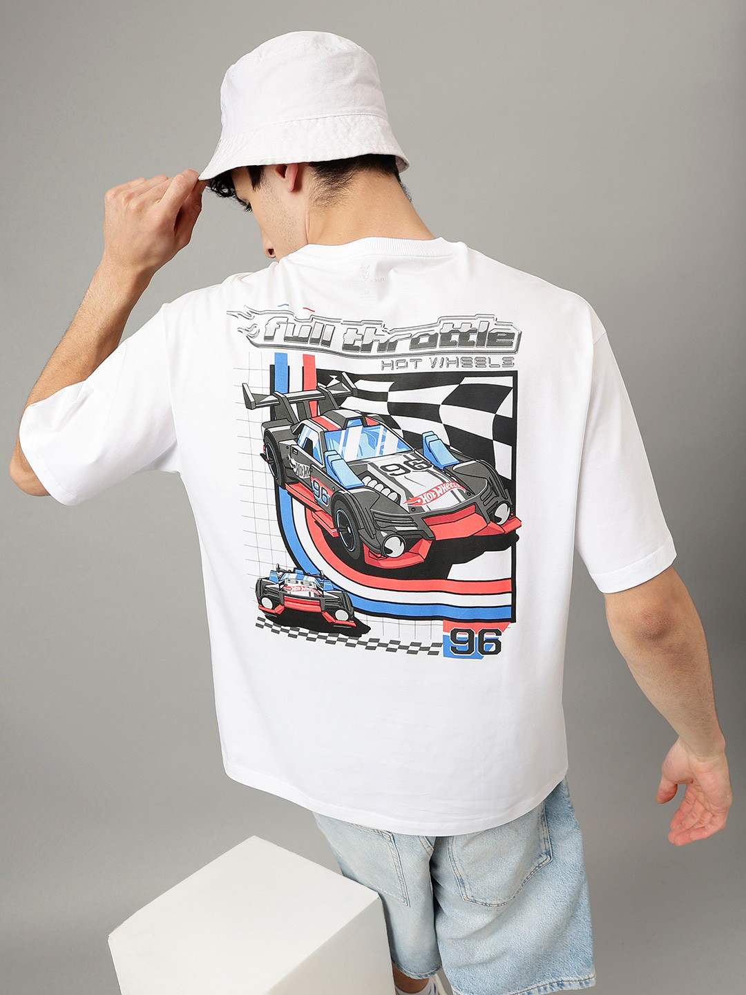 

Free Authority Hot Wheels Graphic Printed Pure Cotton Loose-Fit T-shirt, White