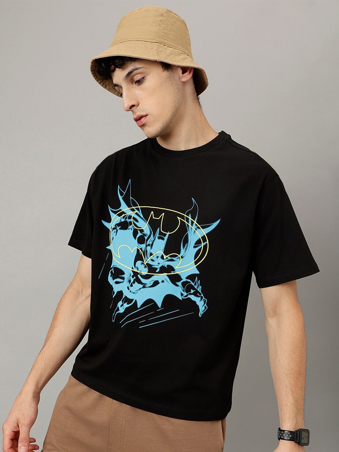

Free Authority Batman Graphic Printed Pure Cotton Loose-Fit T-shirt, Black