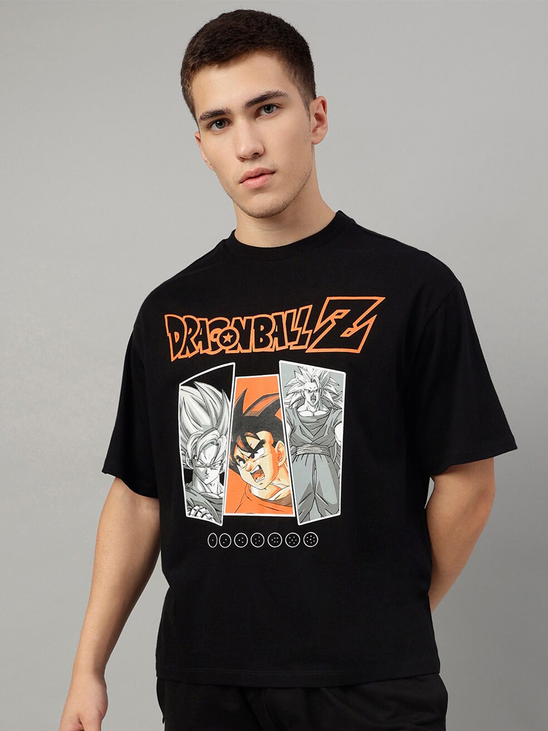 

Free Authority Dragon Ball Z Graphic Printed Pure Cotton Loose-Fit T-shirt, Black