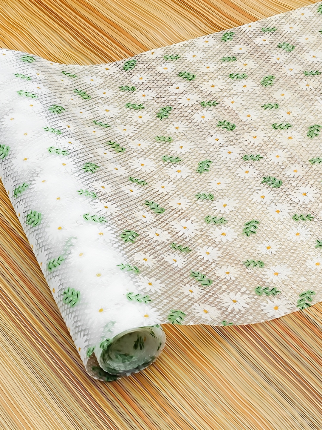 Yellow Weaves Green Floral Water Resistant Shelf Liner Organiser