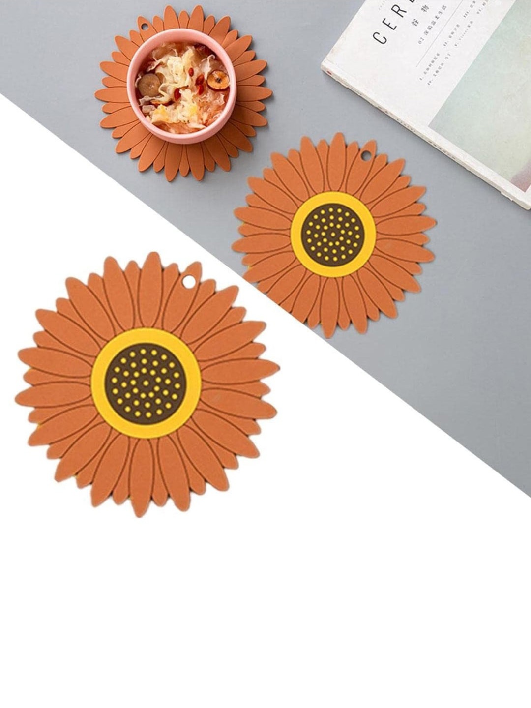 

P-Plus International Brown & Yellow 4 Pieces Sunflower Coasters