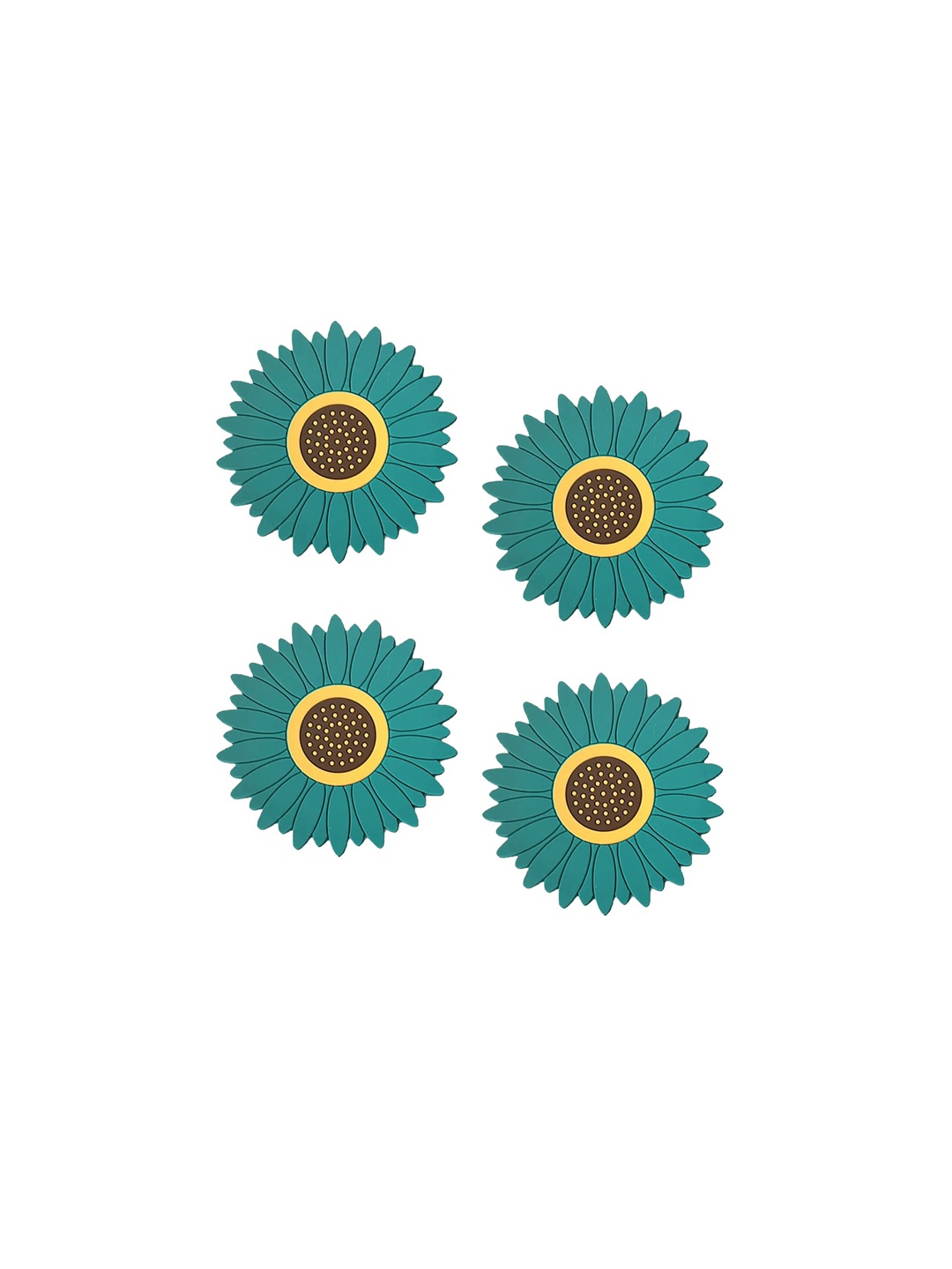 

P-Plus International Green & Yellow 4 Pieces Sunflower Coasters