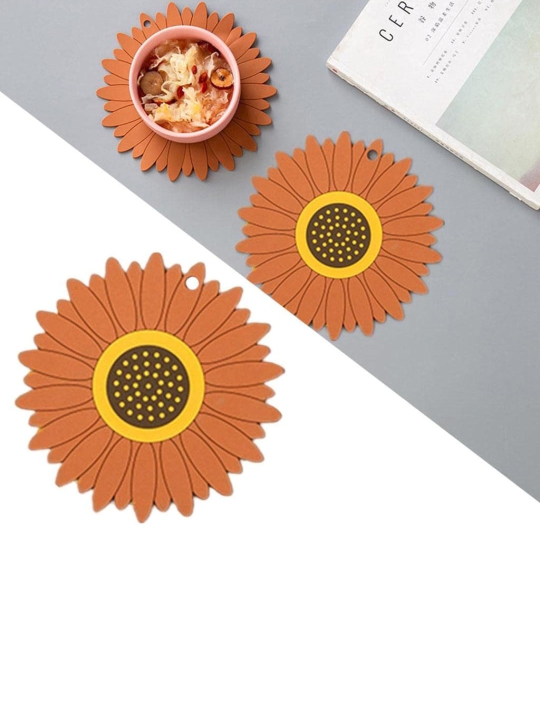 

P-Plus International Brown & Yellow 2 Pieces Sunflower Coasters
