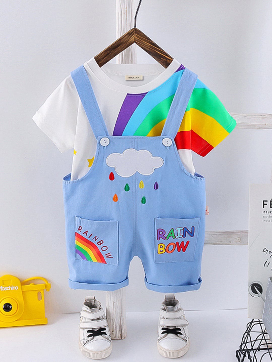 

INCLUD Infant Boys Printed Dungaree With T-Shirt, Blue