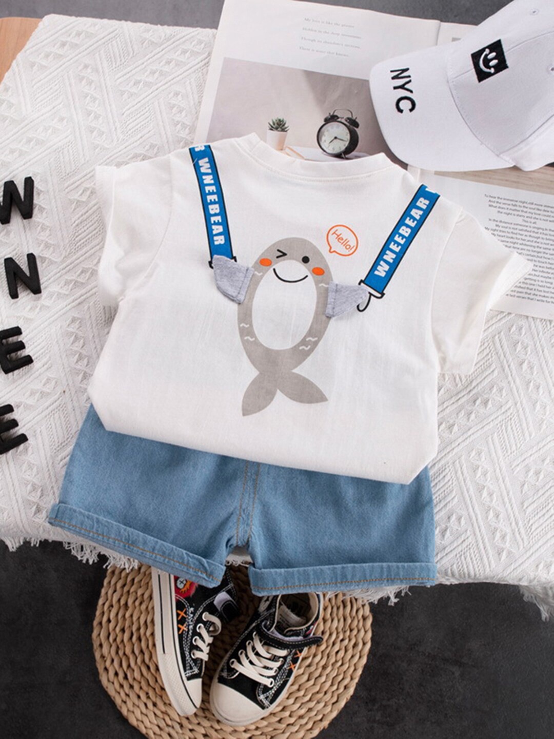 

INCLUD Boys Graphic Printed T-shirt With Shorts, White
