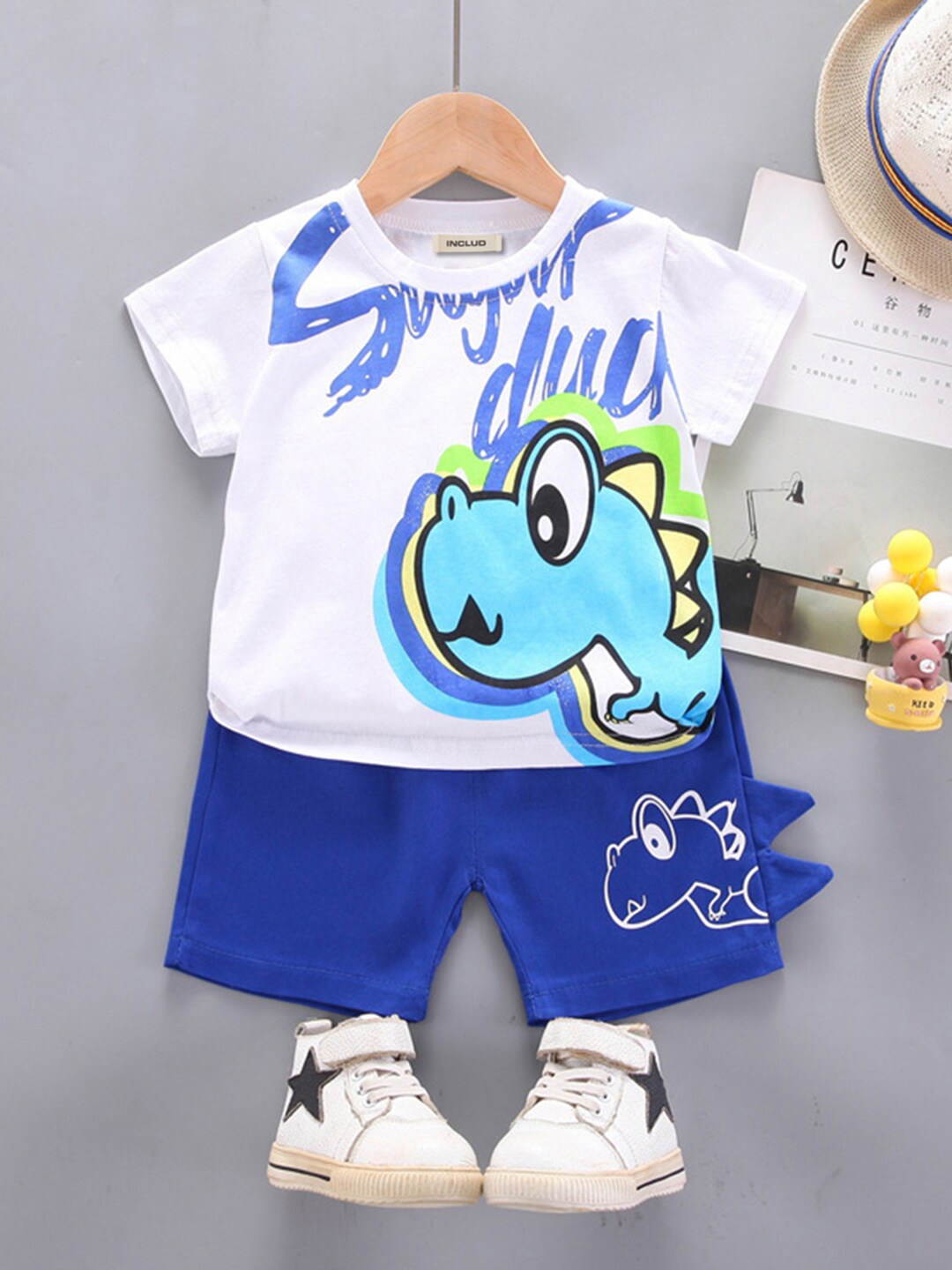 

INCLUD Boys Graphic Printed T-shirt With Shorts, Blue