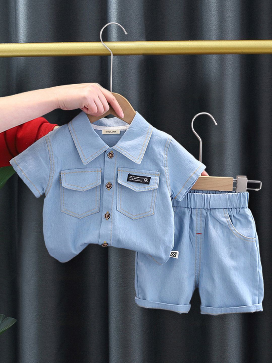

INCLUD Boys Printed Shirt with Shorts, Blue
