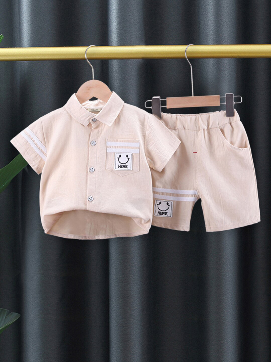 

INCLUD Boys Printed Shirt With Shorts, Beige