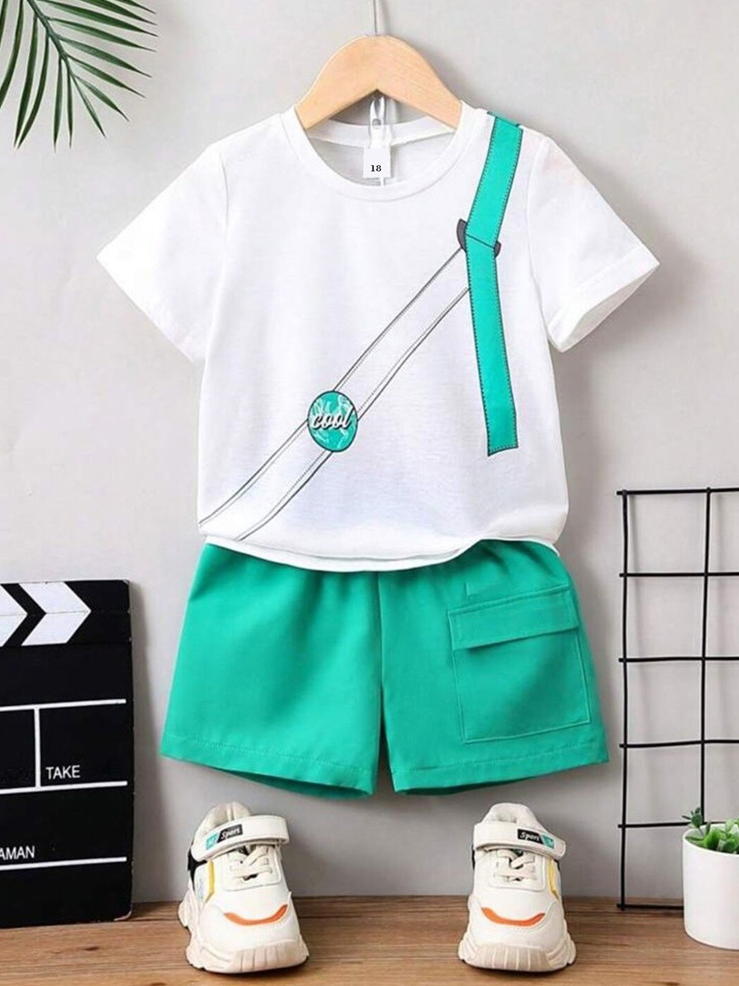 

BAESD Kids Printed T-shirt with Shorts, White