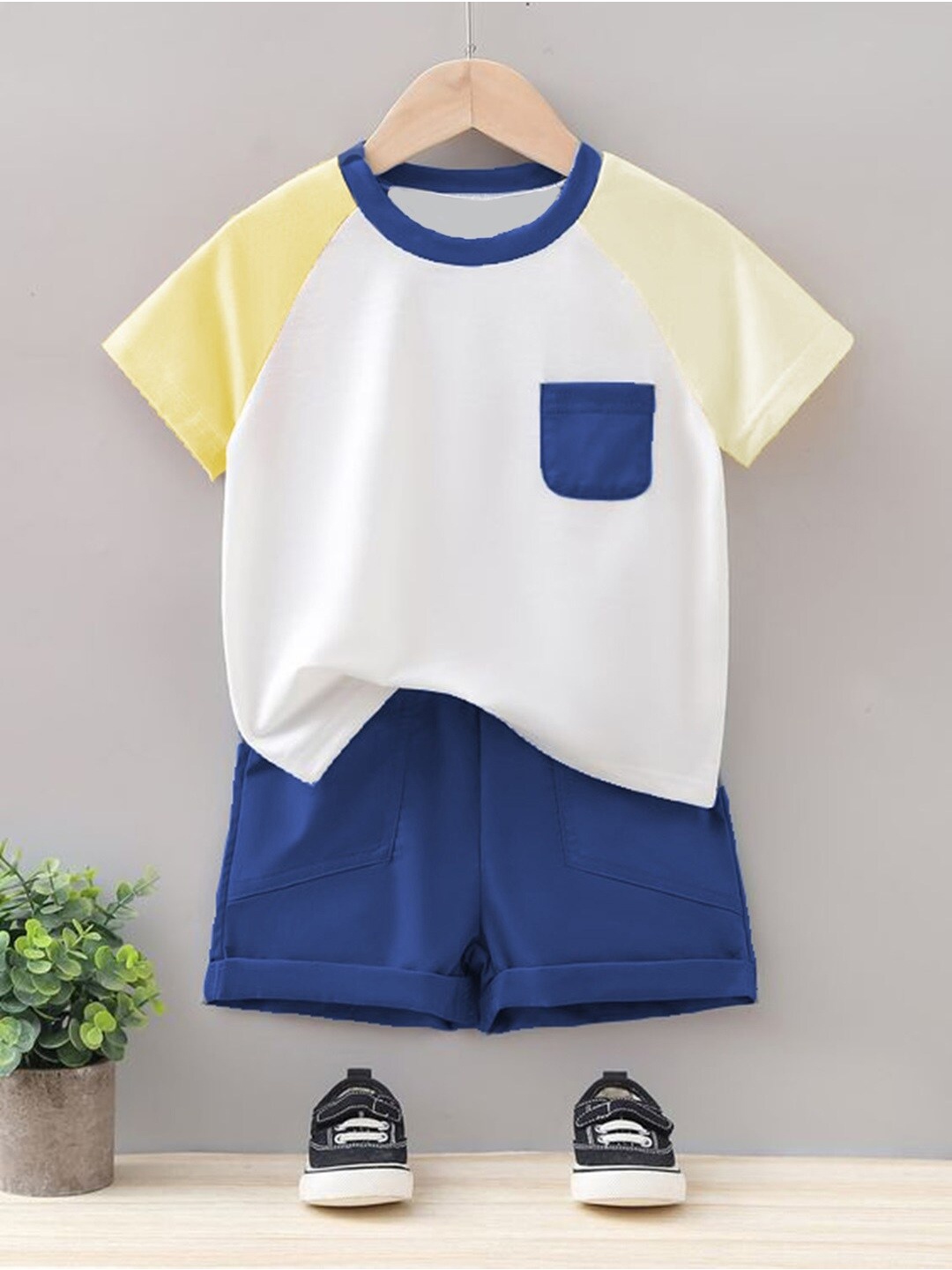 

BAESD Unisex Kids Colourblocked T-shirt With Short, White