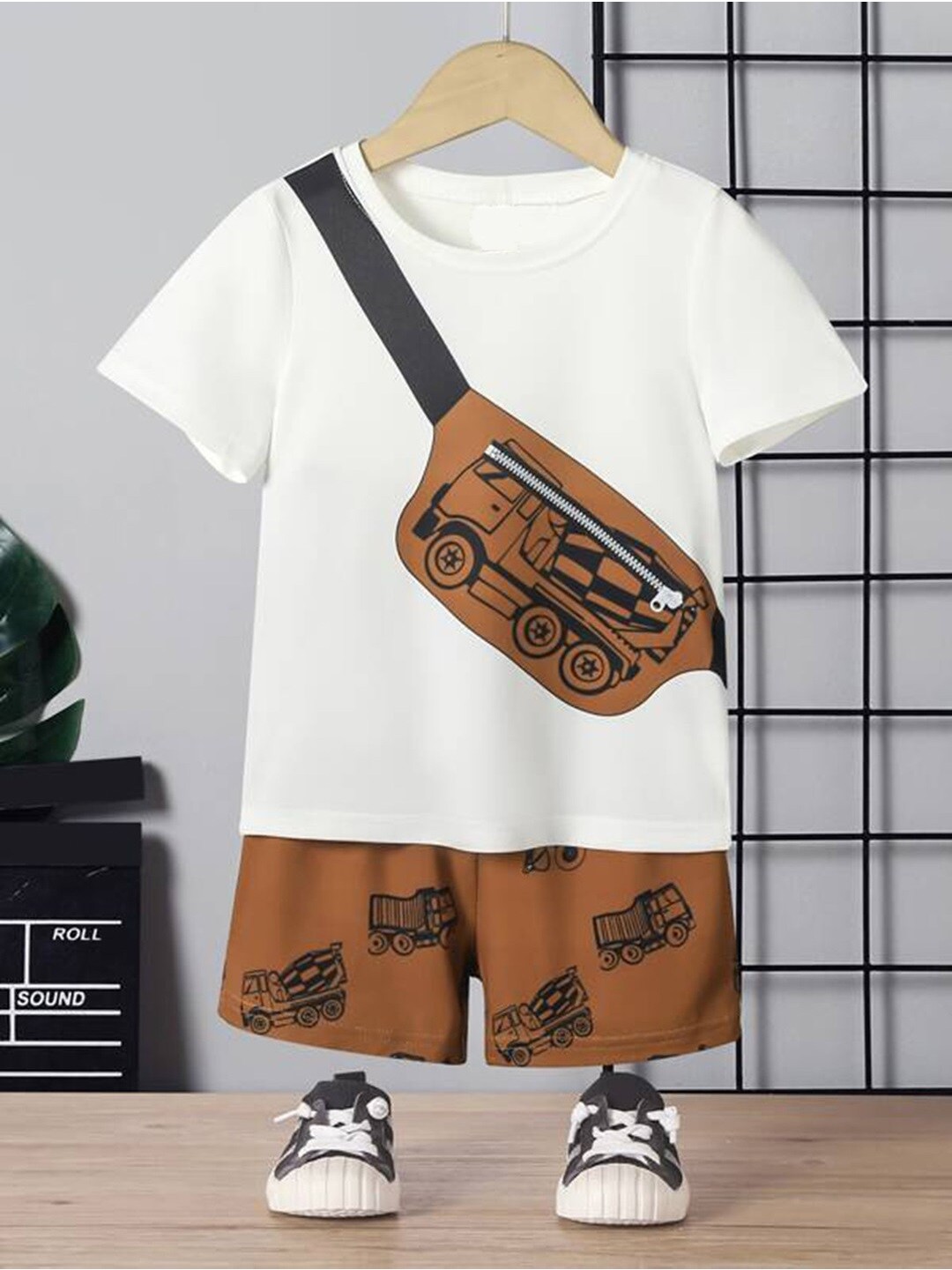 

BAESD Unisex Kids Colourblocked Pure Cotton T-shirt with Shorts, White