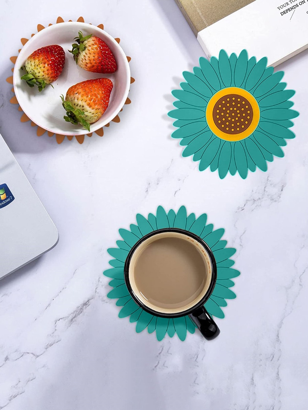 

P-Plus International Green & Yellow 2 Pieces Sunflower Coasters