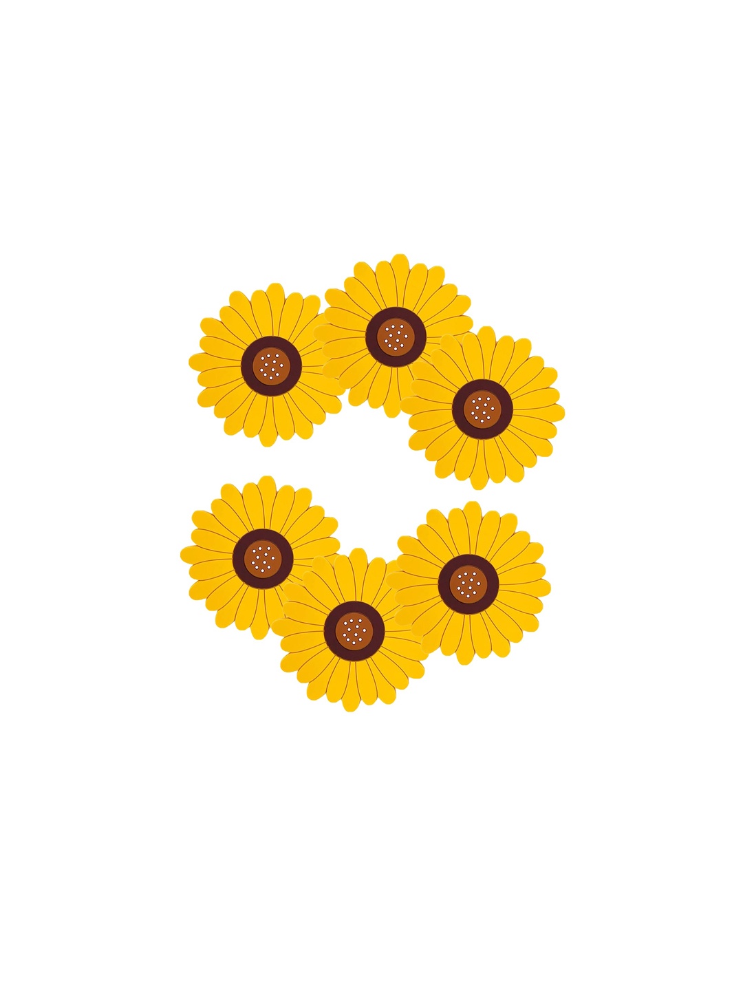 

P-Plus International Yellow & Brown 6 Pieces Sunflower Shaped Coasters