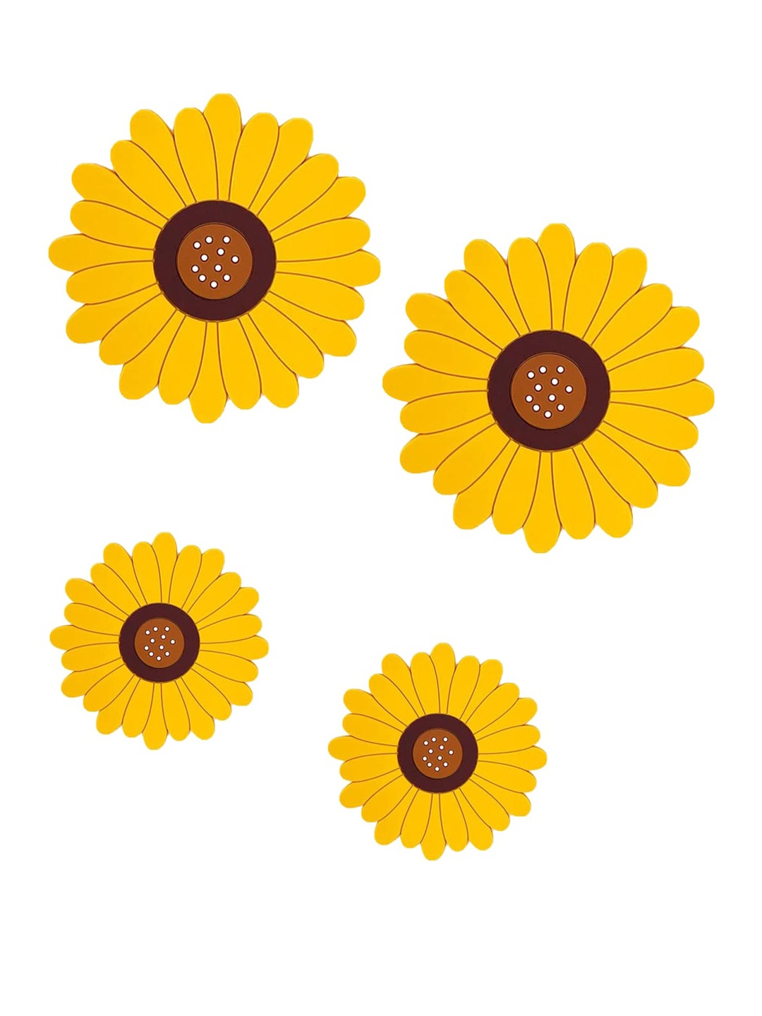

P-Plus International Yellow & Brown 4 Pieces Sunflower Shaped Coasters