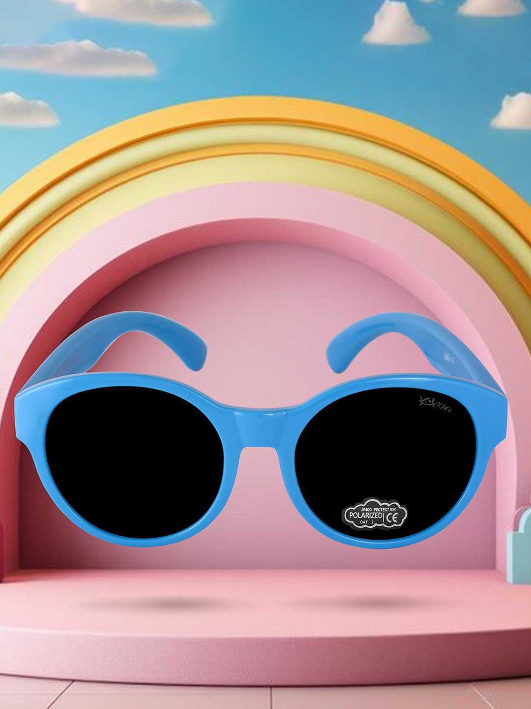 

Kool Kidz Kids Round Sunglasses with Polarised and UV Protected Lens KKSP CT1874 BL, Black