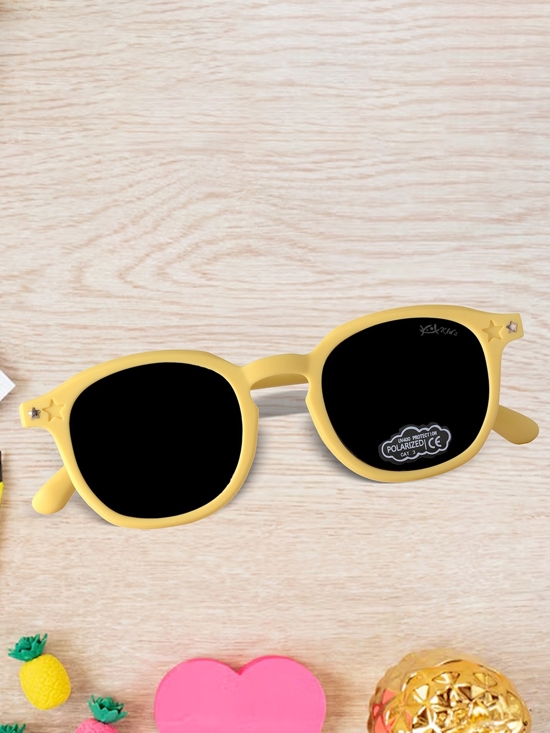 

Kool Kidz Kids Round Sunglasses with Polarised and UV Protected Lens-KKSP 6-114 YL, Black