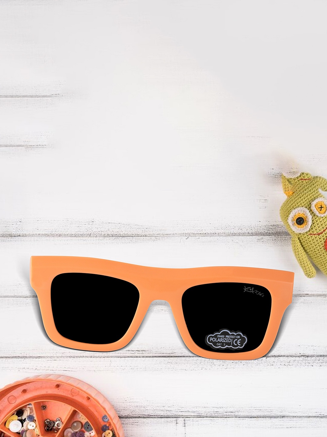 

Kool Kidz Kids Square Sunglasses with Polarised and UV Protected Lens KKSP S-5043 OR, Black
