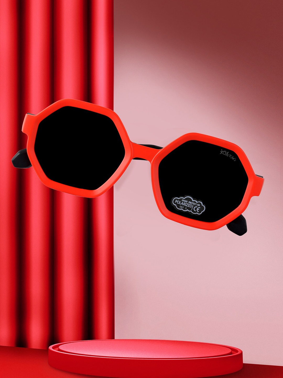 

Kool Kidz Kids Round Sunglasses with Polarised and UV Protected Lens-KKSP CT11079 RD BK, Black