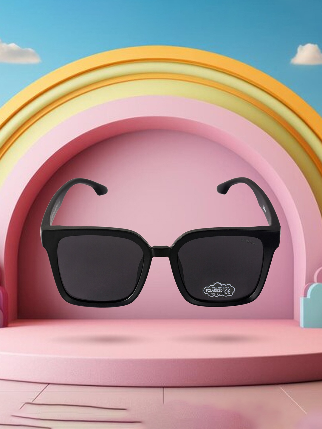 

Kool Kidz Kids Square Sunglasses with Polarised and UV Protected Lens-KKSP CT11072 BK, Black