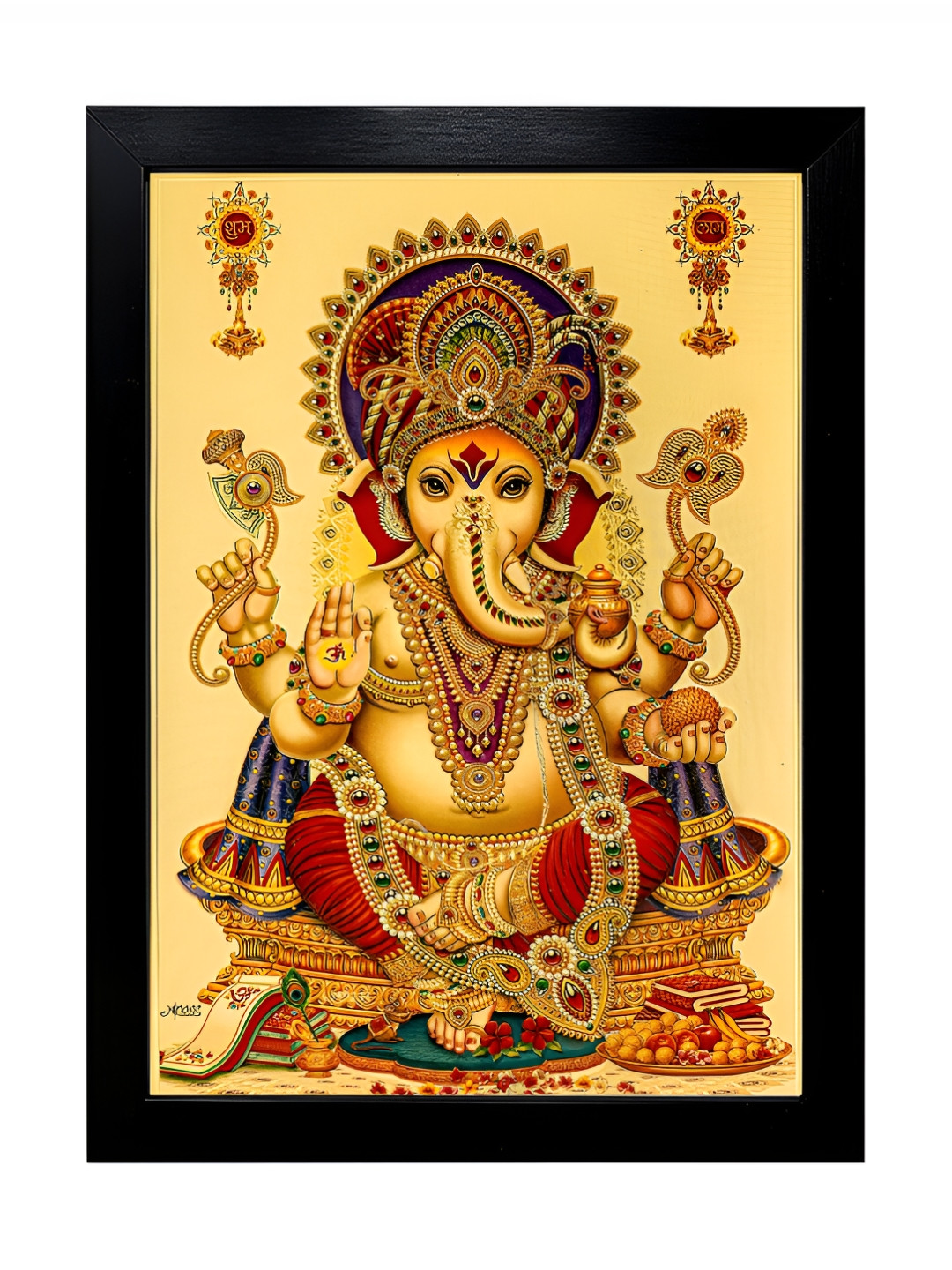 

Hawai Black & Lord Ganesh Ganpati Religious Wooden Wall Photo Frame