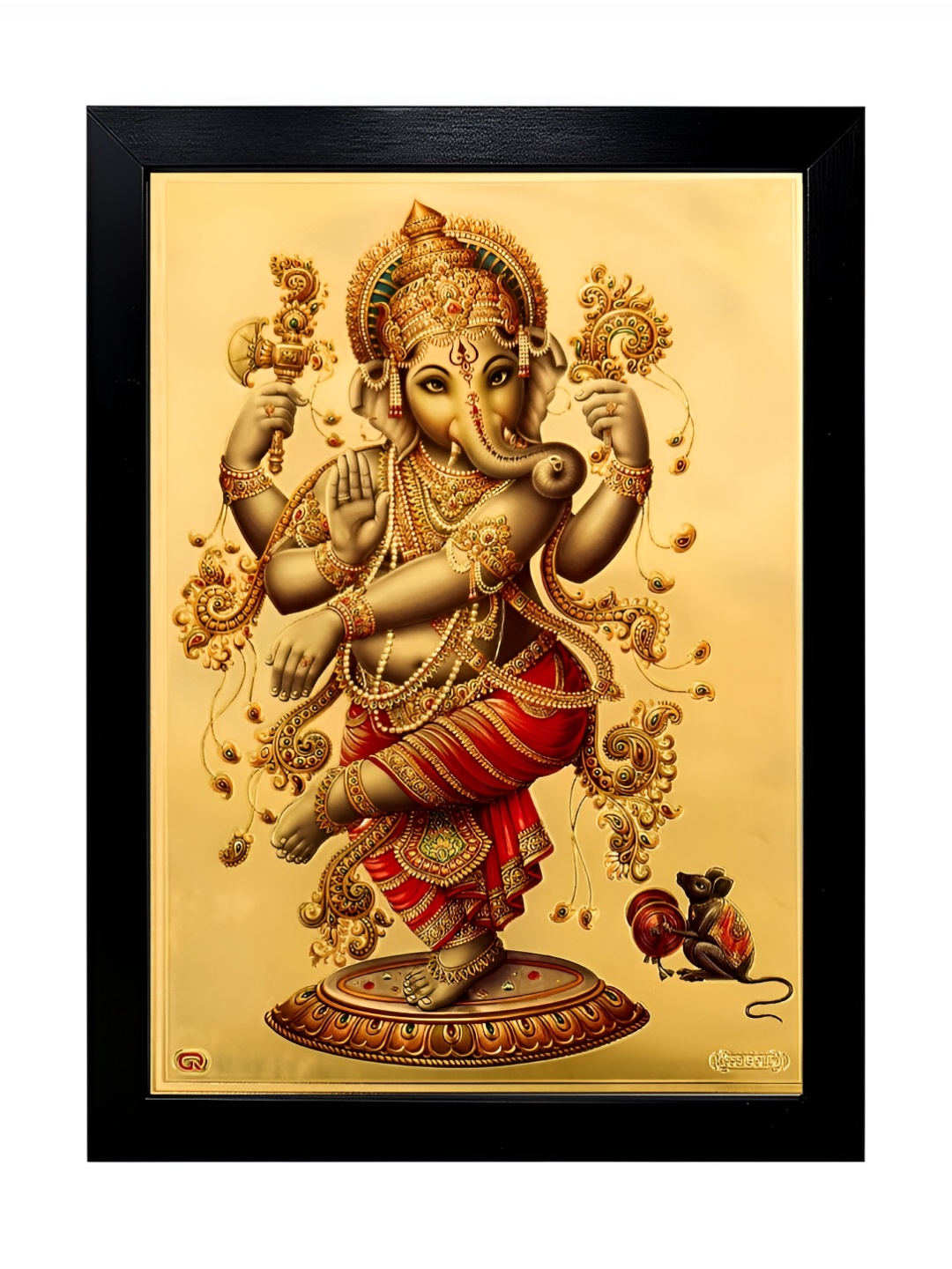 

Hawai Black & Gold Toned Nataraj Ganesh Ganpati Religious Wooden Wall Photo Frame