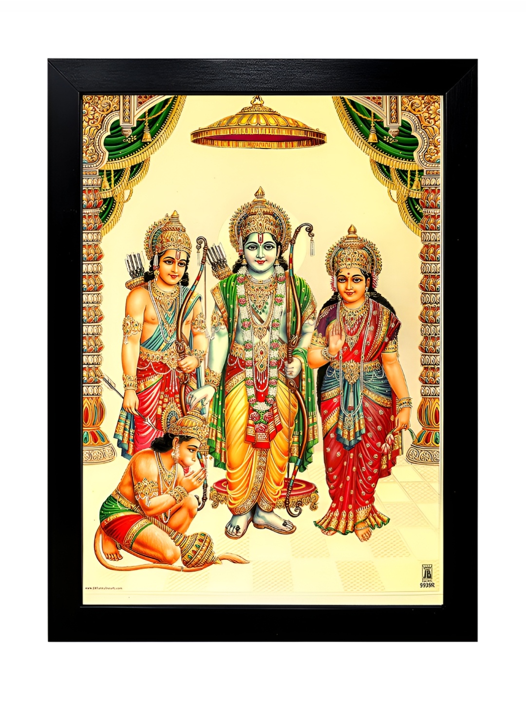 

Hawai Black & Red Ram Laxman Sita Hanuman Darbar Religious Wooden Wall Photo Frame