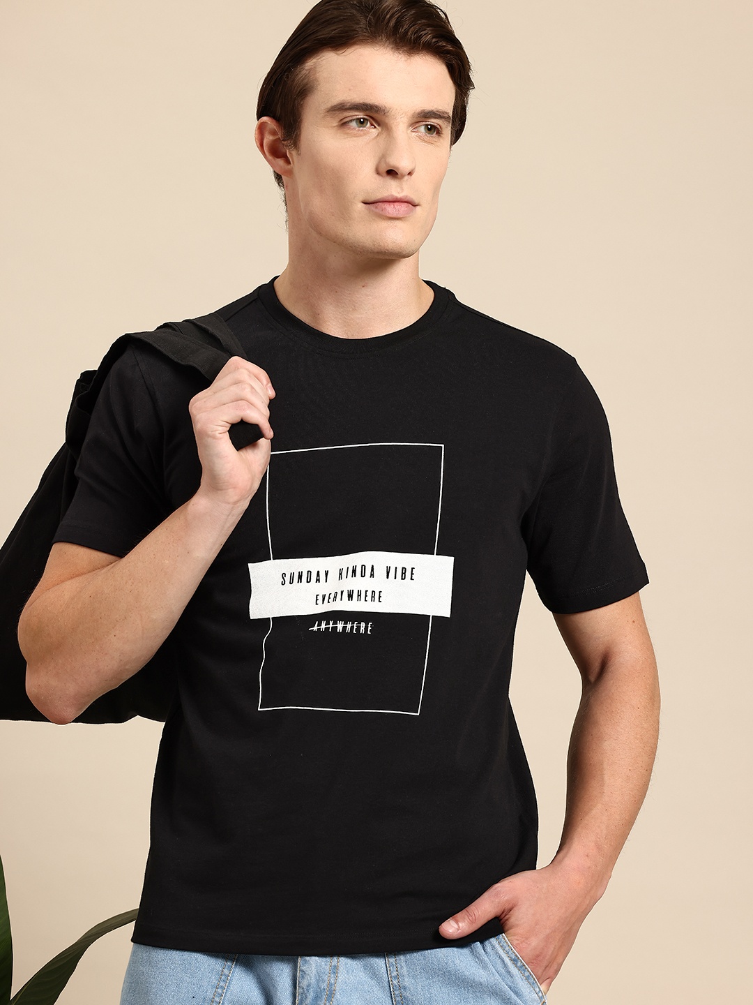 

Mast & Harbour Men Typography Printed T-shirt, Black