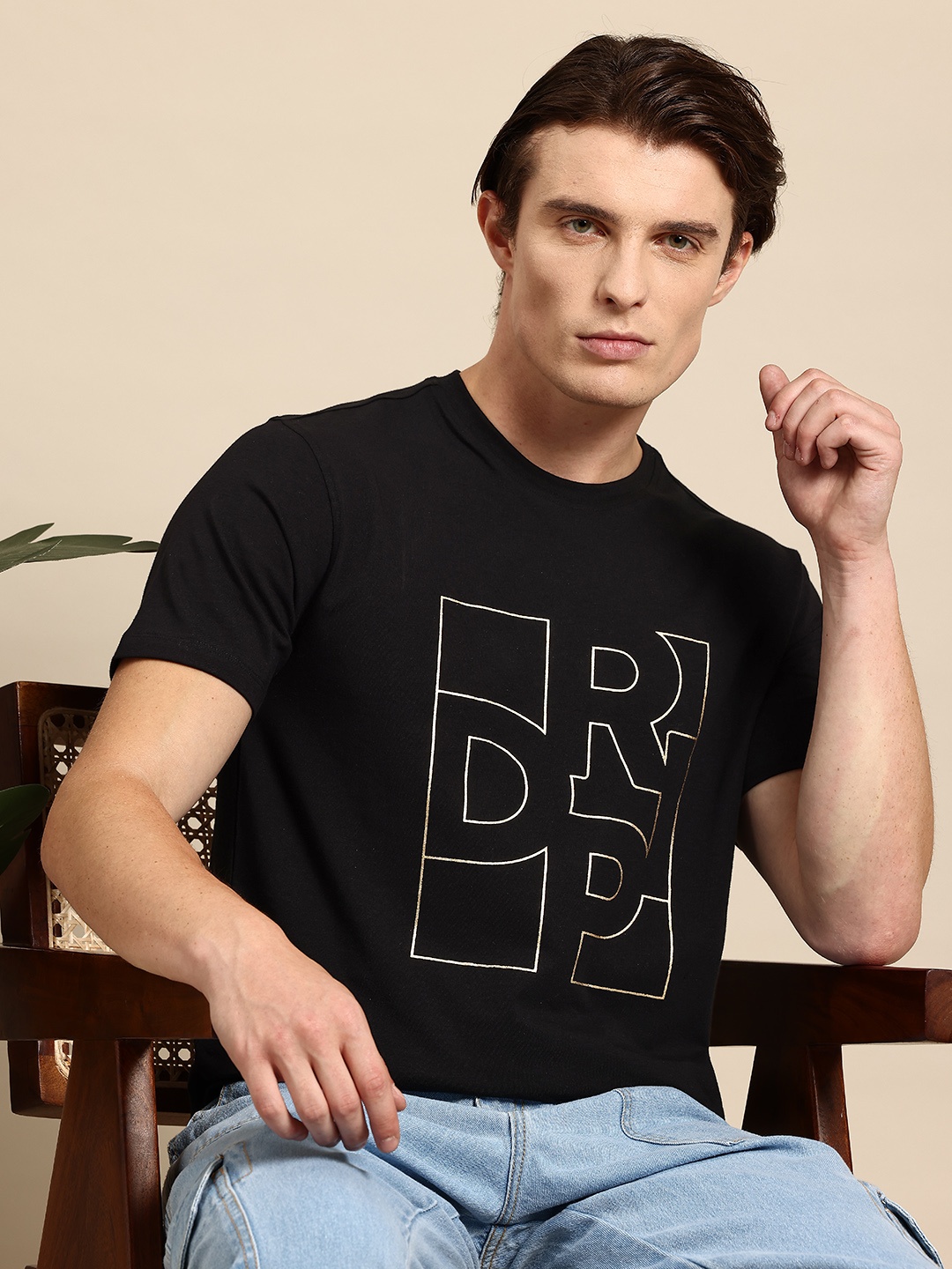 

Mast & Harbour Men Typography Printed T-shirt, Black