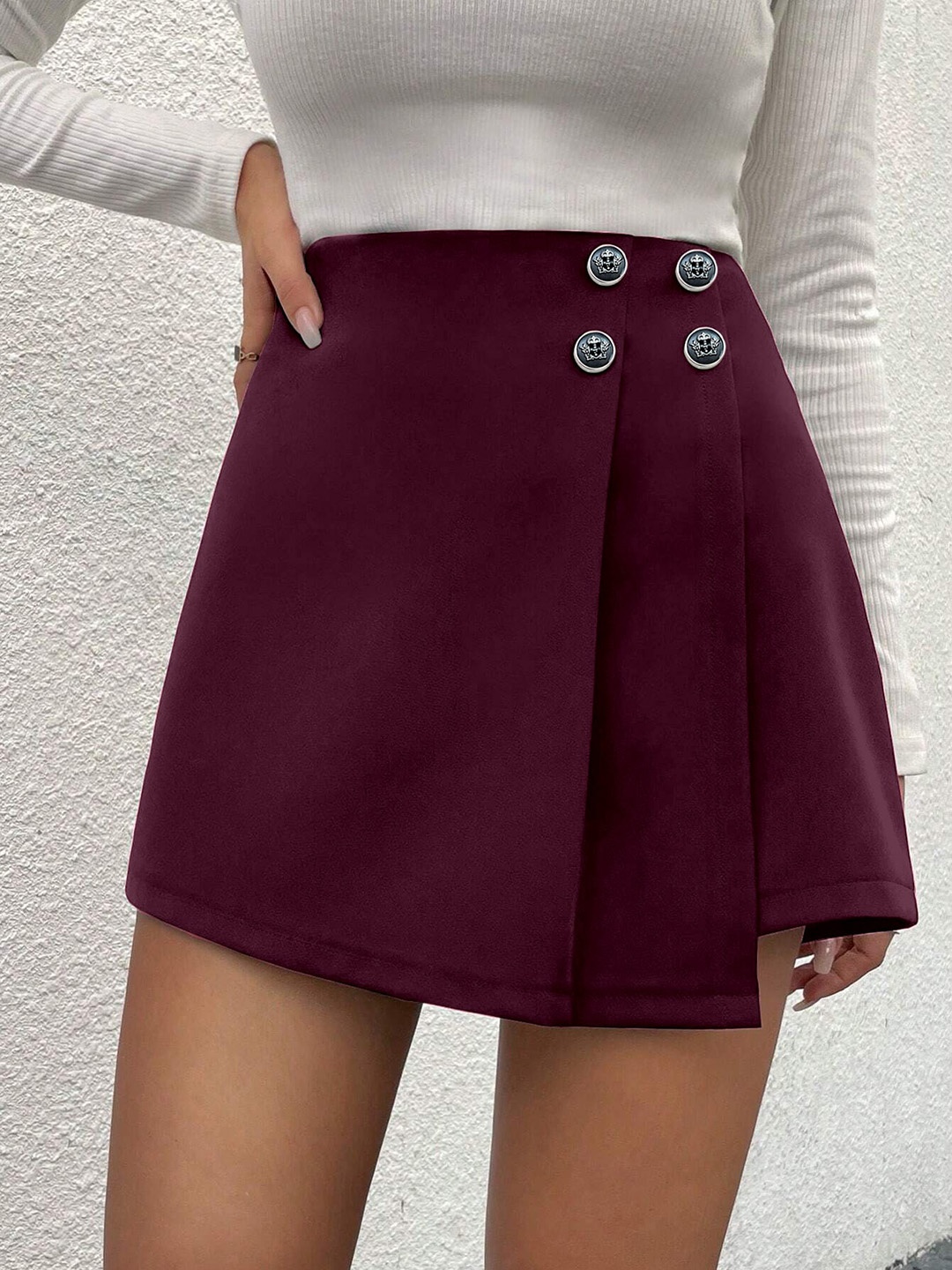 

RAJOVATI Knitted High-Rise Mini Skort, Purple