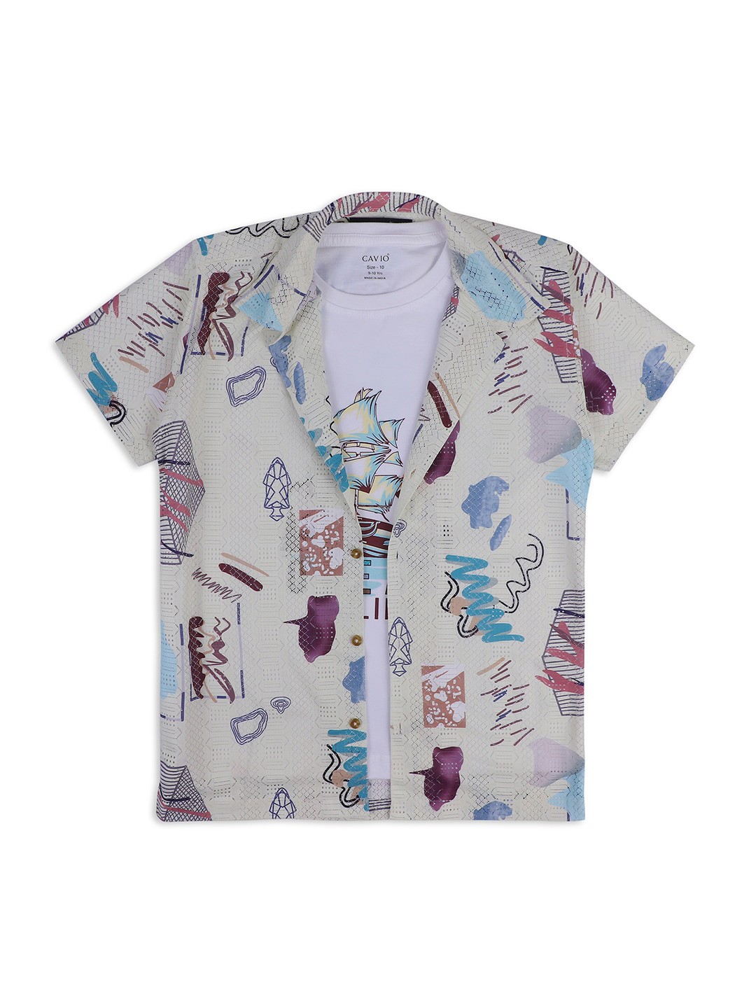 

CAVIO Boys Conversational Printed Casual Shirt & T-Shirt, Yellow