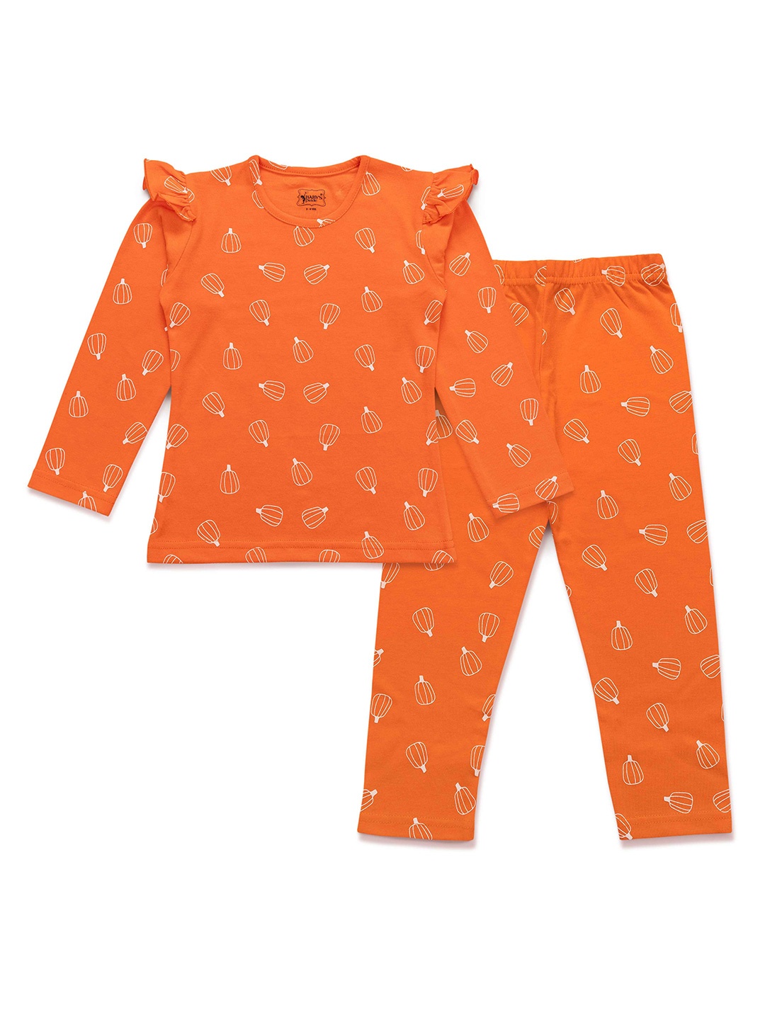 

BAESD Girls Striped Pure Cotton Nightdress, Orange