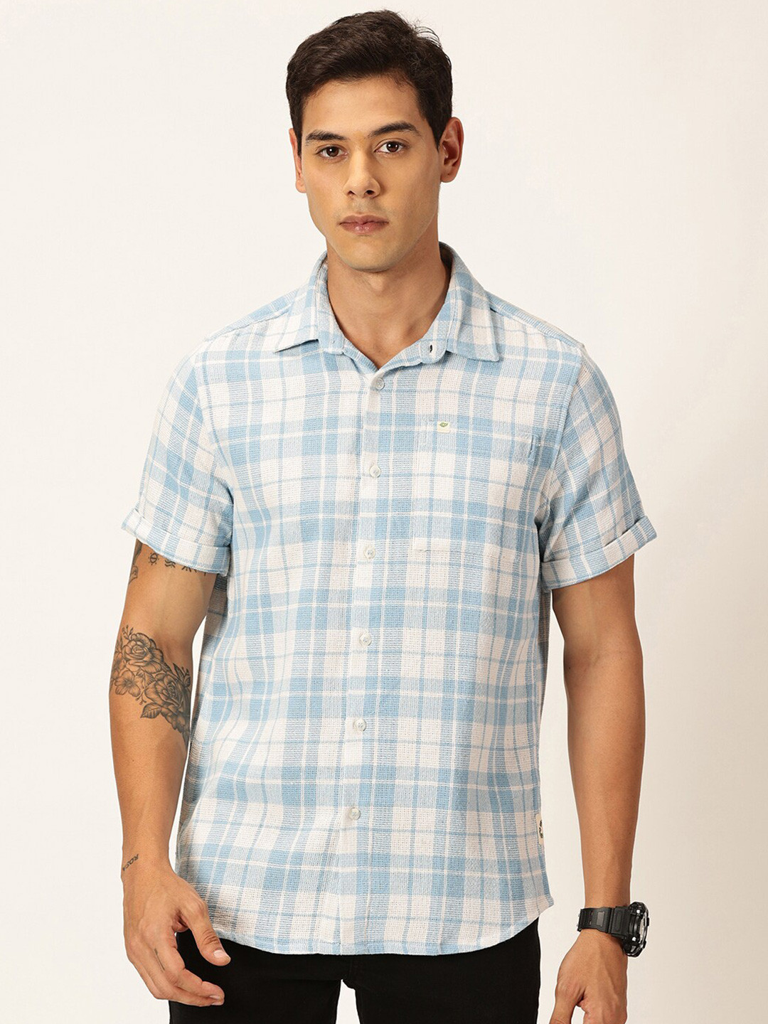 

Thomas Scott Premium Slim Fit Tartan Checks Opaque Casual Shirt, Blue