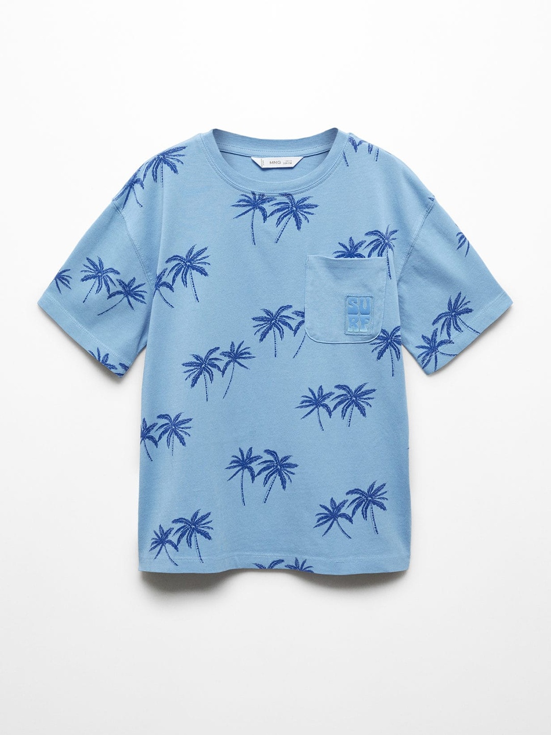 

Mango Kids Boys Floral Printed Tropical Pure Cotton T-shirt, Blue