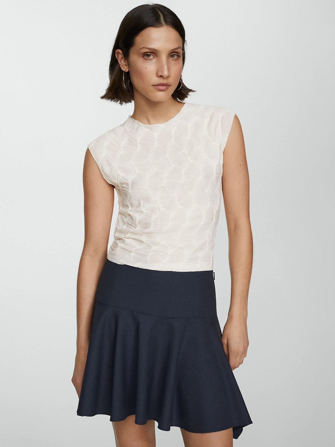 

MANGO Self Design Top, White