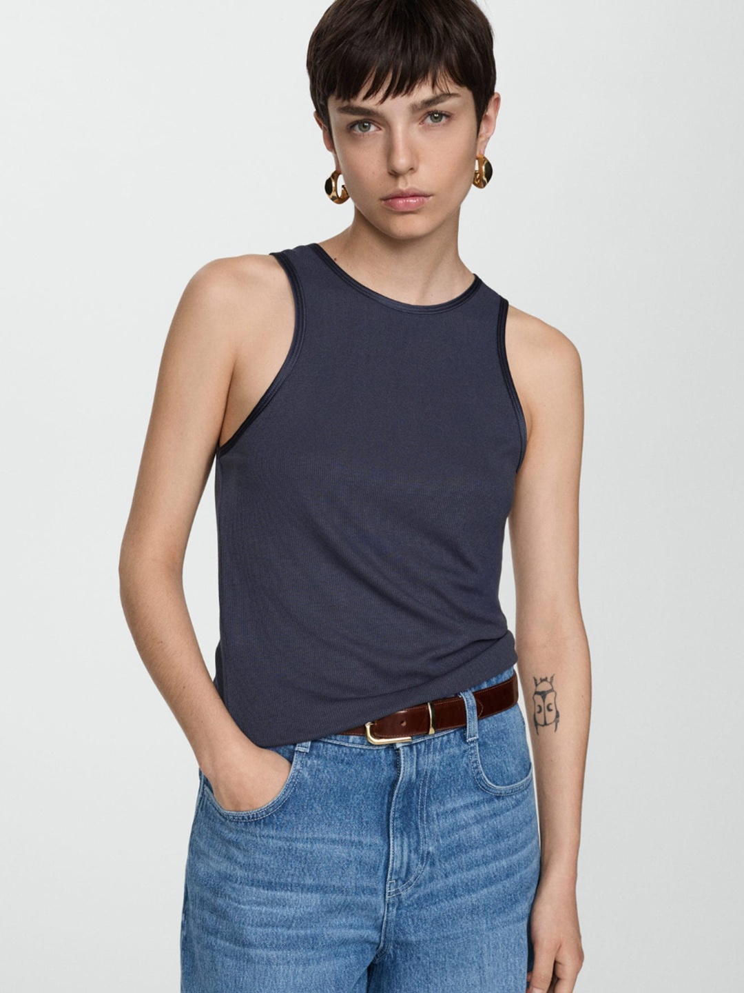 

MANGO Tank Top, Navy blue