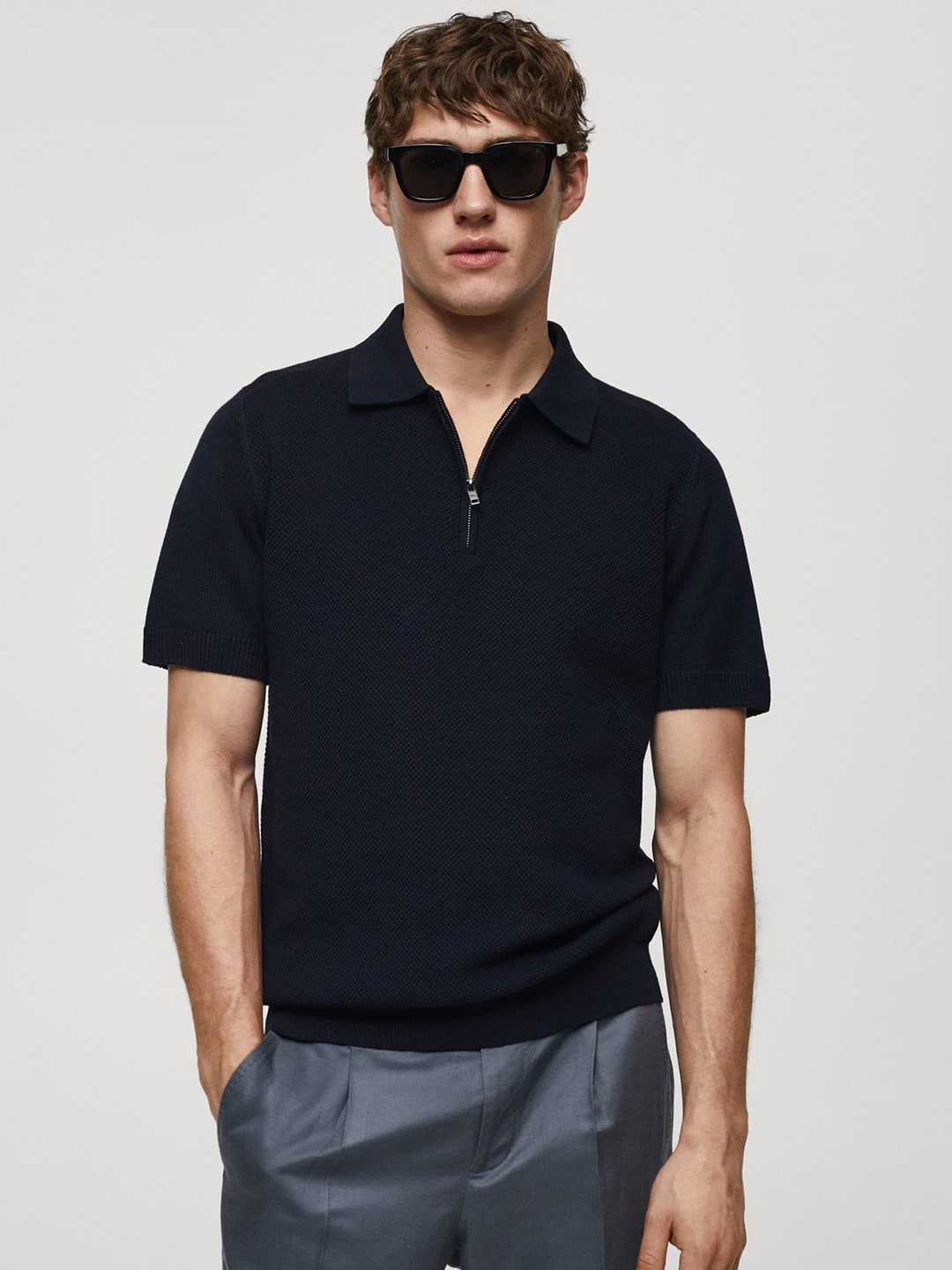 

MANGO MAN Knitted Polo Collar T-shirt, Black