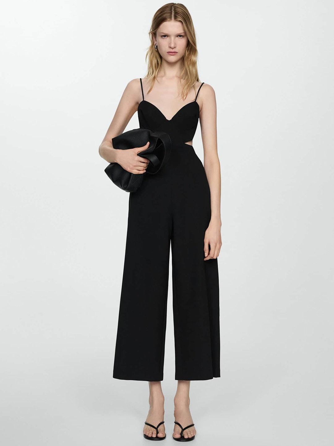 

MANGO Cut-Outs Basic Jumpsuit, Black