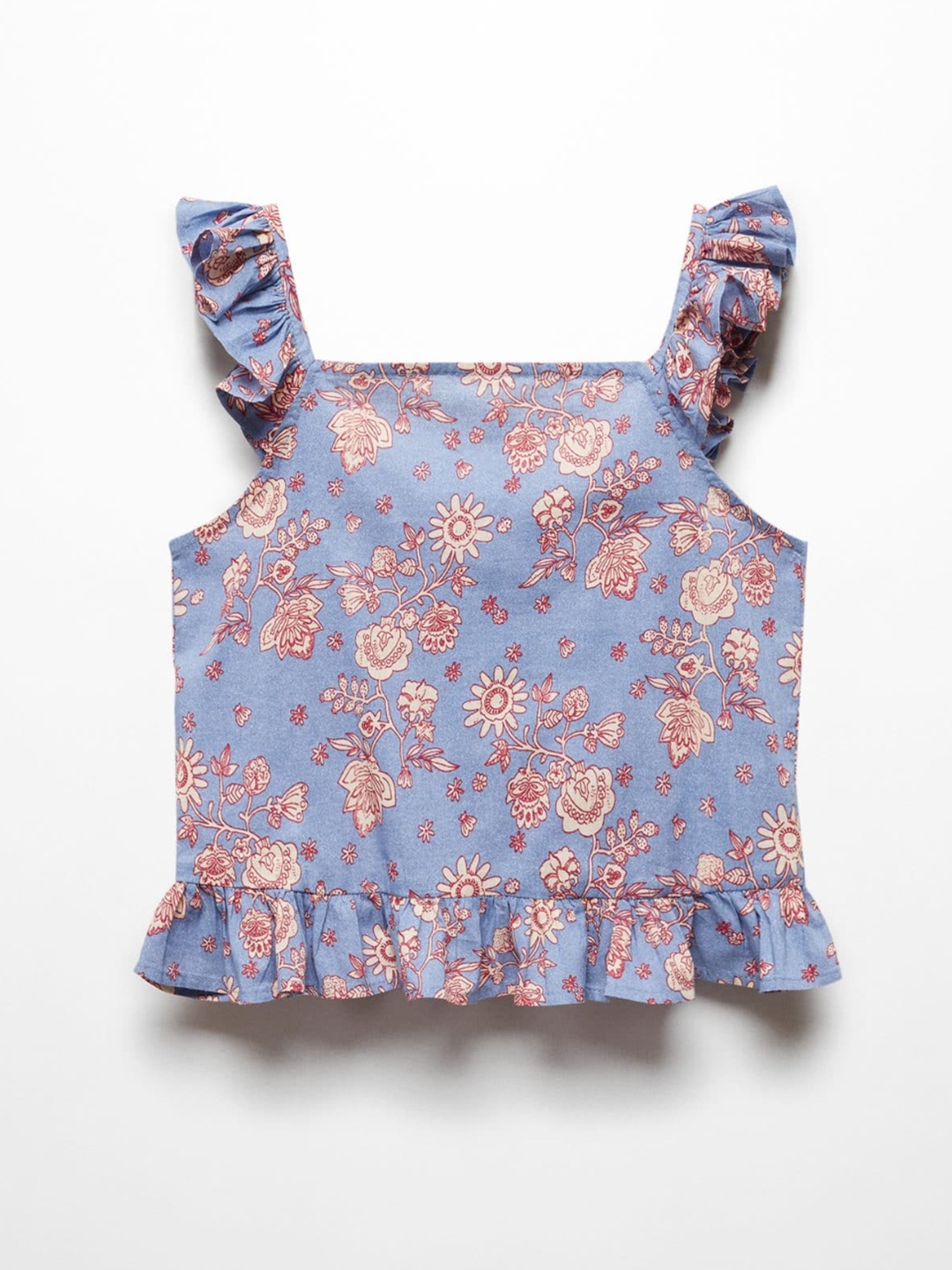 

Mango Kids Girls Floral Print Cotton Crop Top, Blue