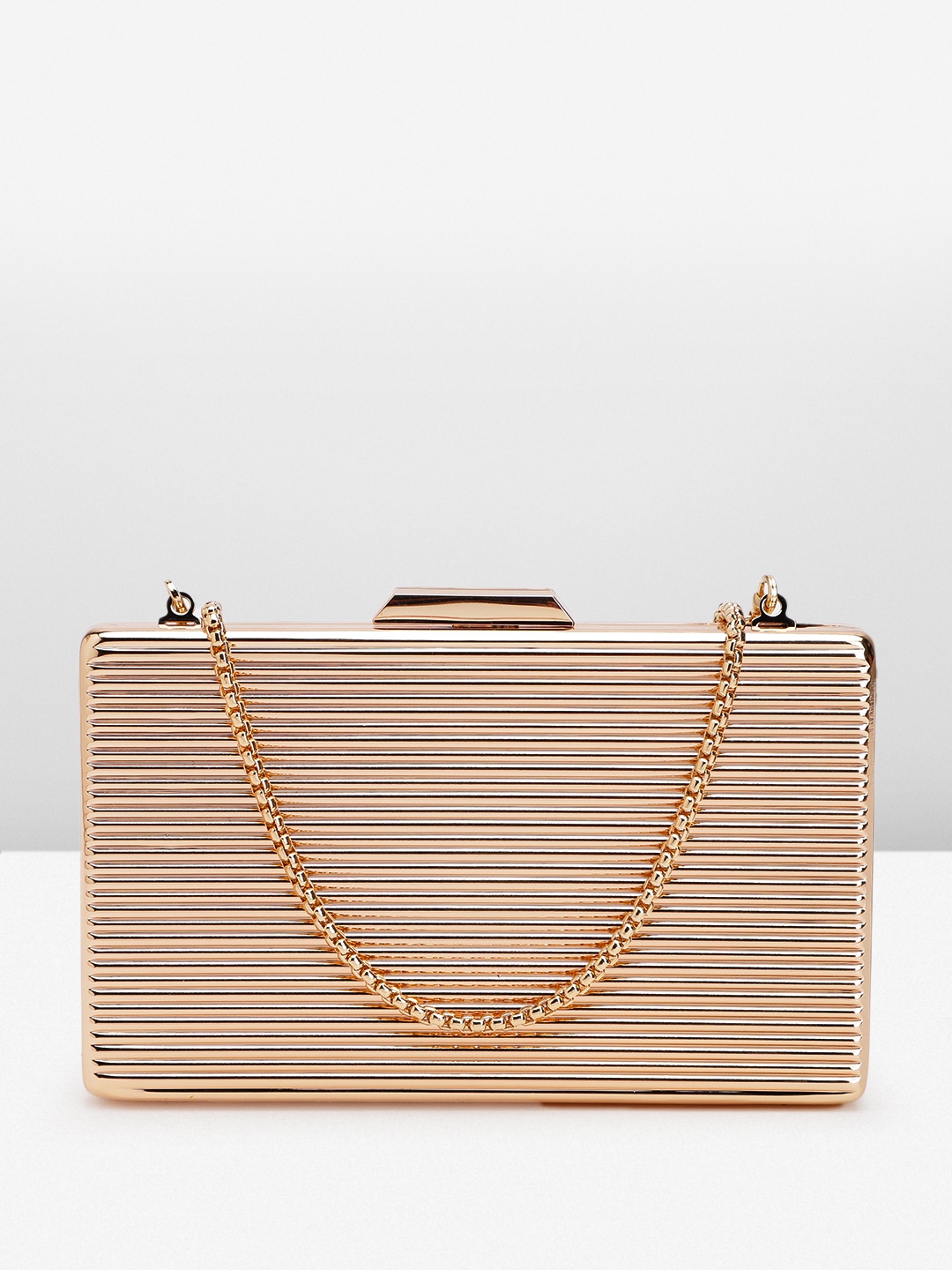 

MANGO Textured Box Clutch, Gold