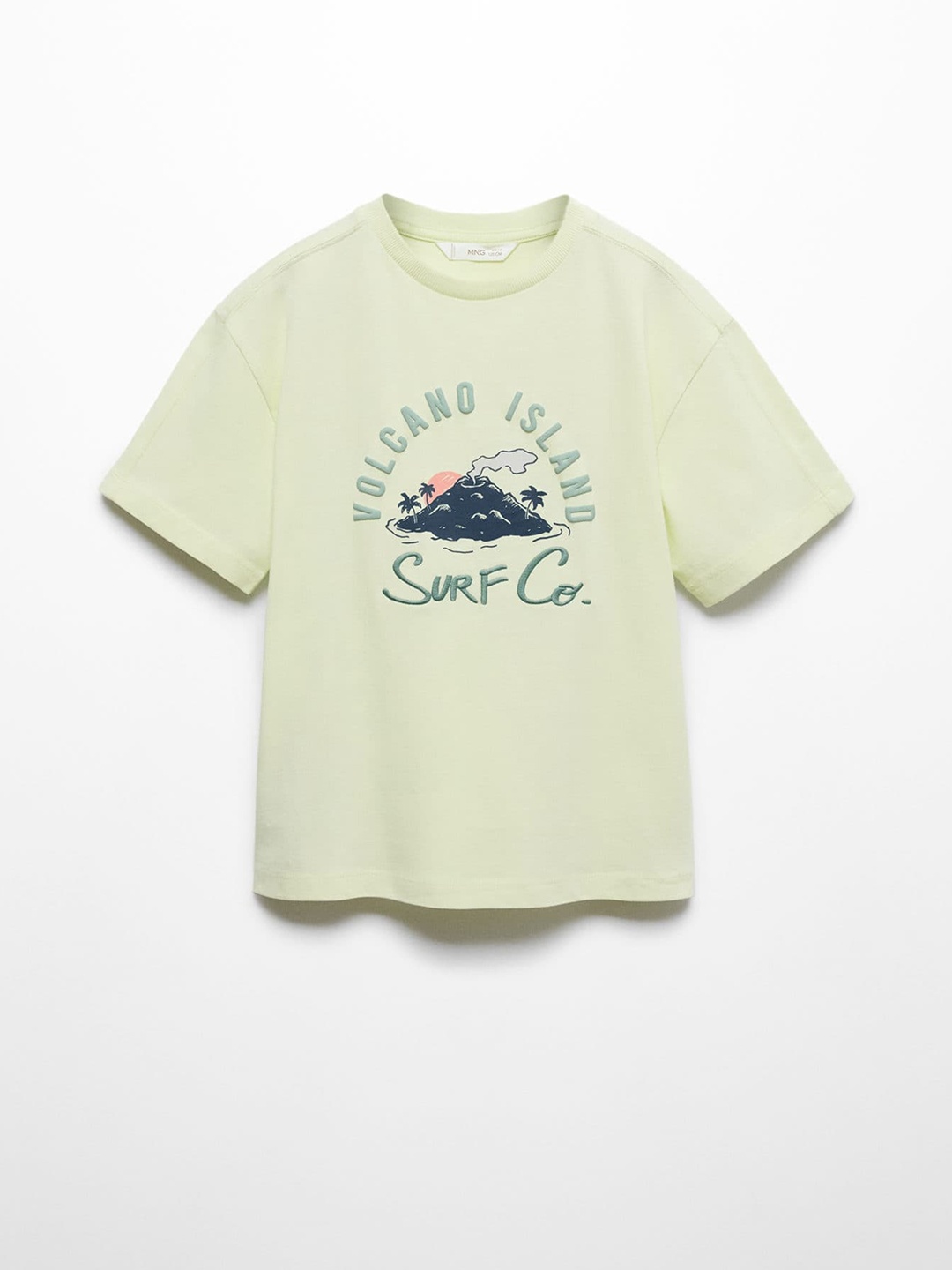 

Mango Kids Boys Typography Printed Pure Cotton T-shirt, Green