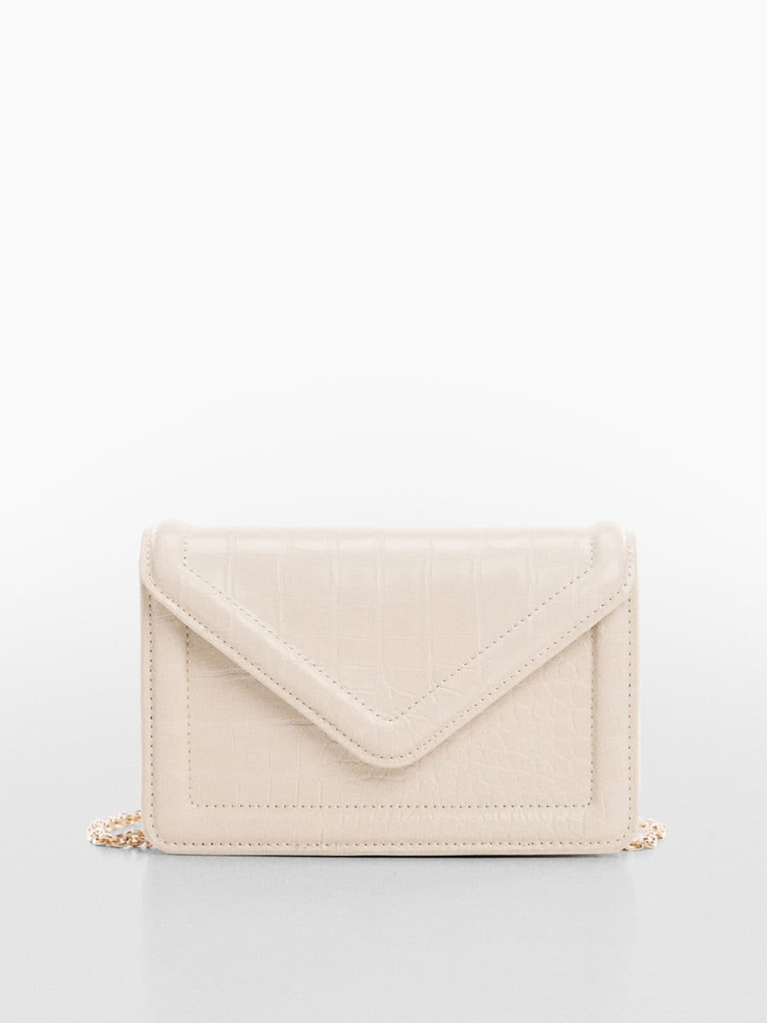 

MANGO Flap Chain Textured Sling Bag, Beige