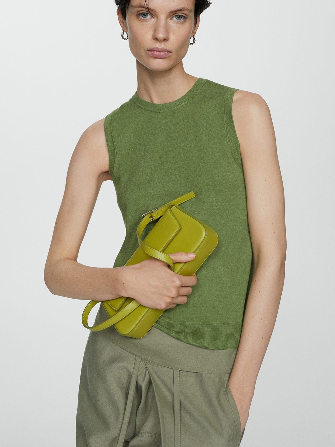

MANGO Knitted Regular Top, Green