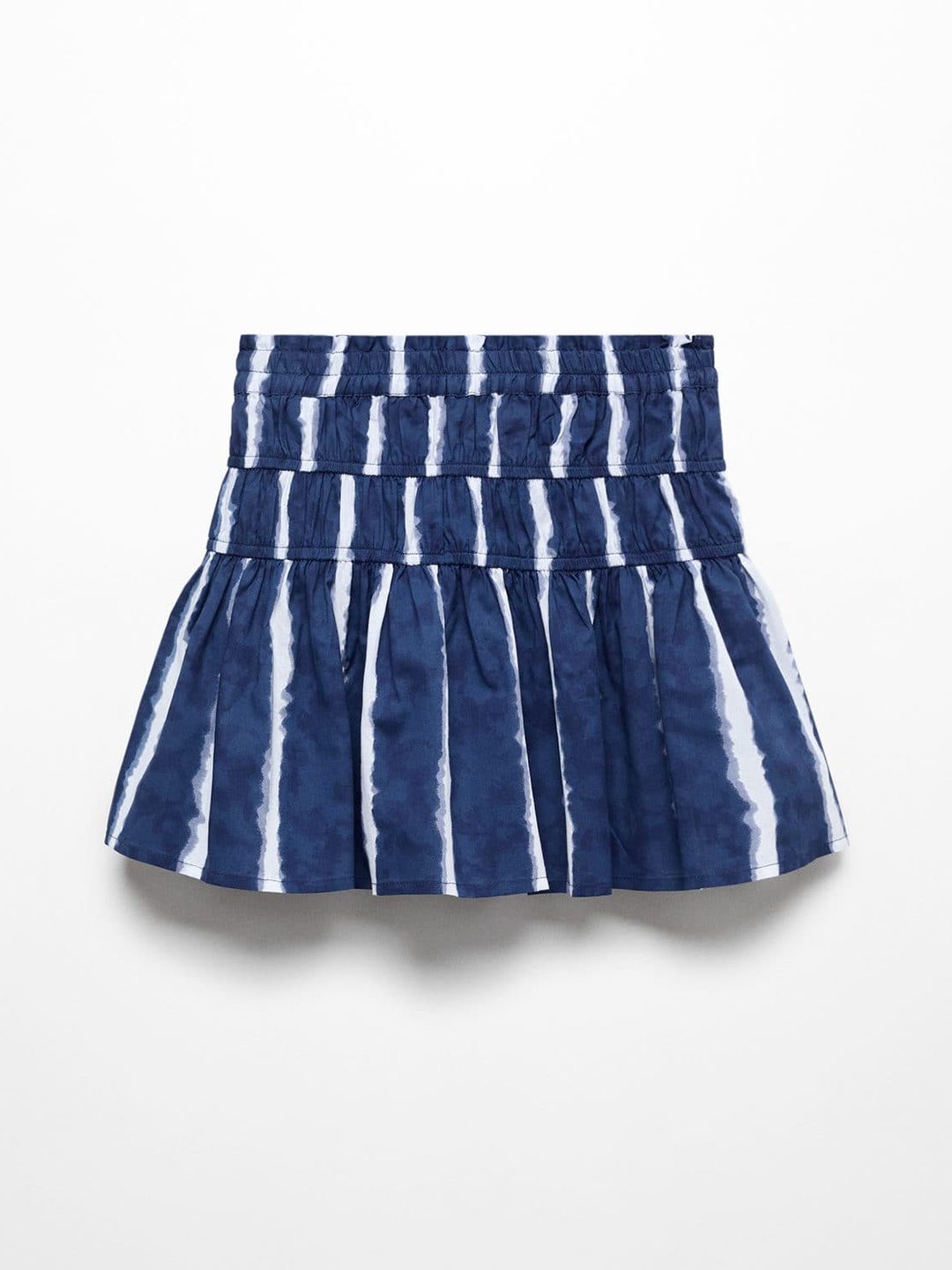 

Mango Kids Girls Cotton Dyed Mini Flared Skirt with Smocking, Navy blue