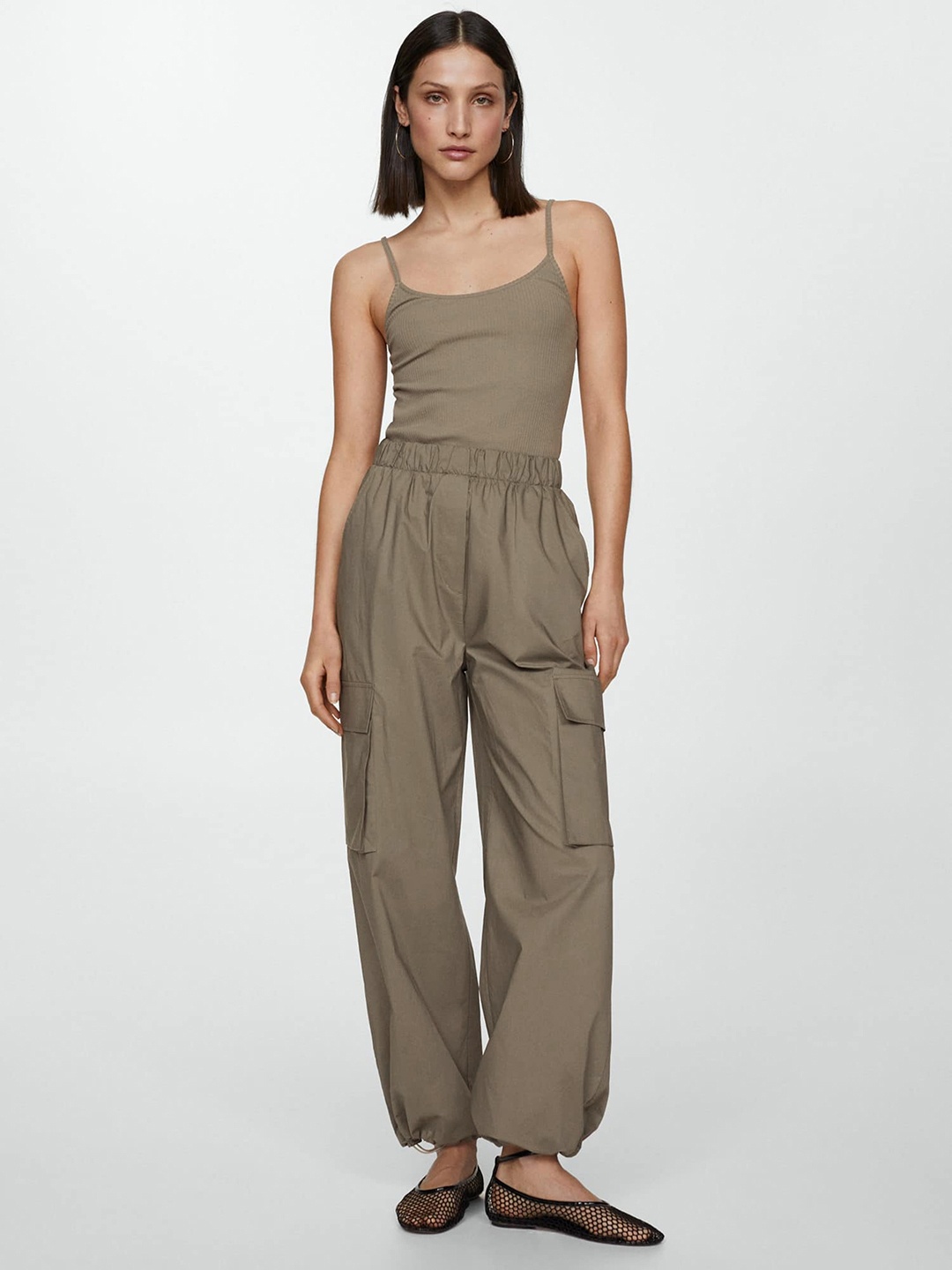 

MANGO Parachute Basic Jumpsuit, Khaki