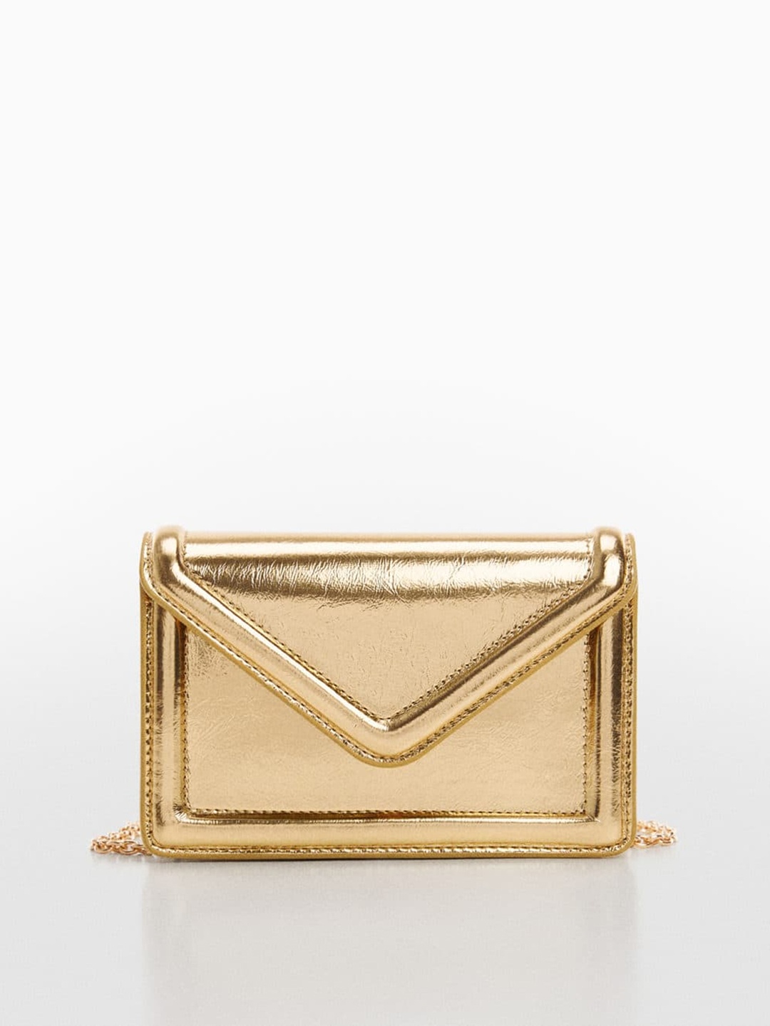 

MANGO Flap Chain Sling Bag, Gold