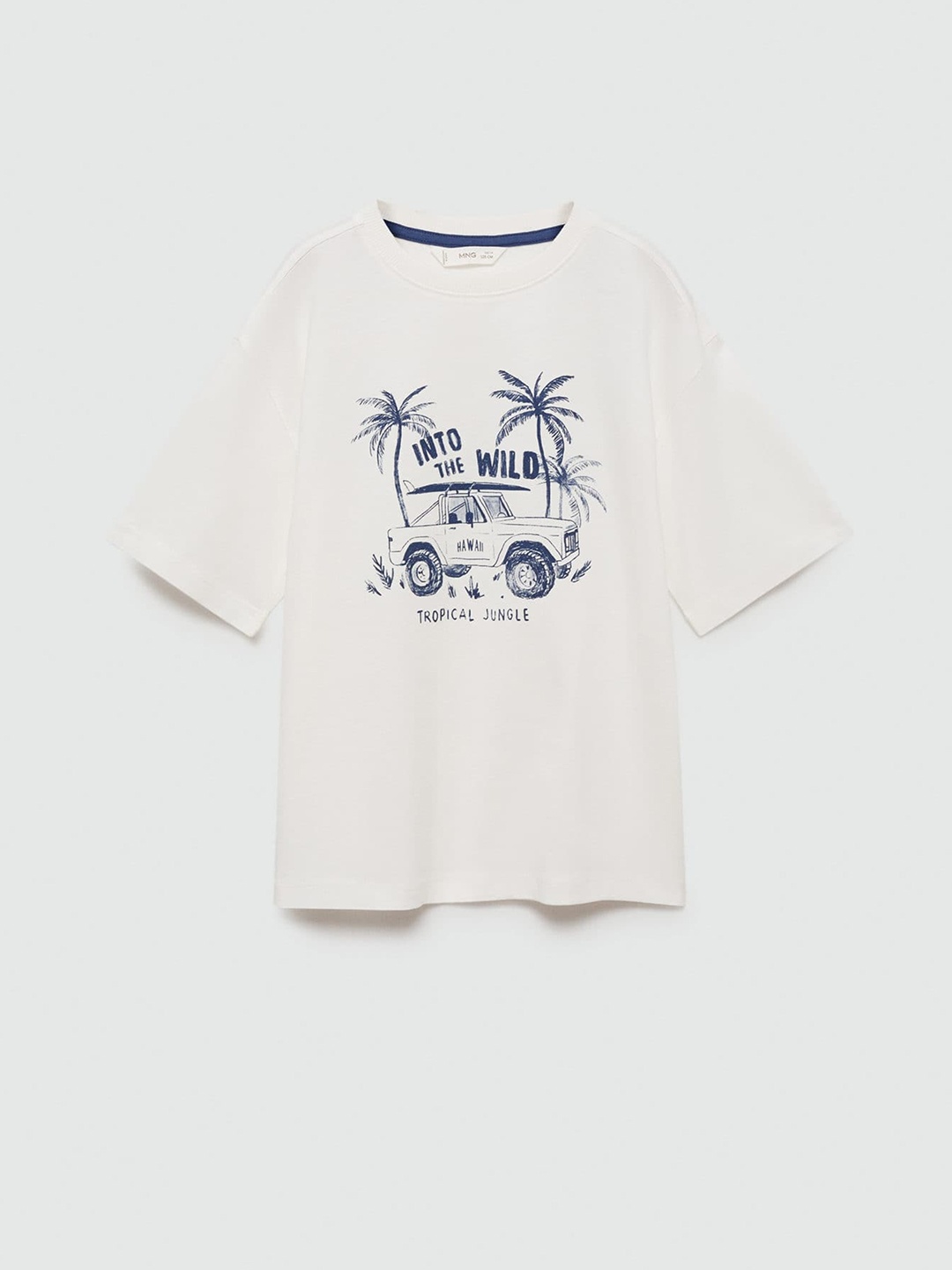 

Mango Kids Boys Graphic Printed Pure Cotton T-shirt, White