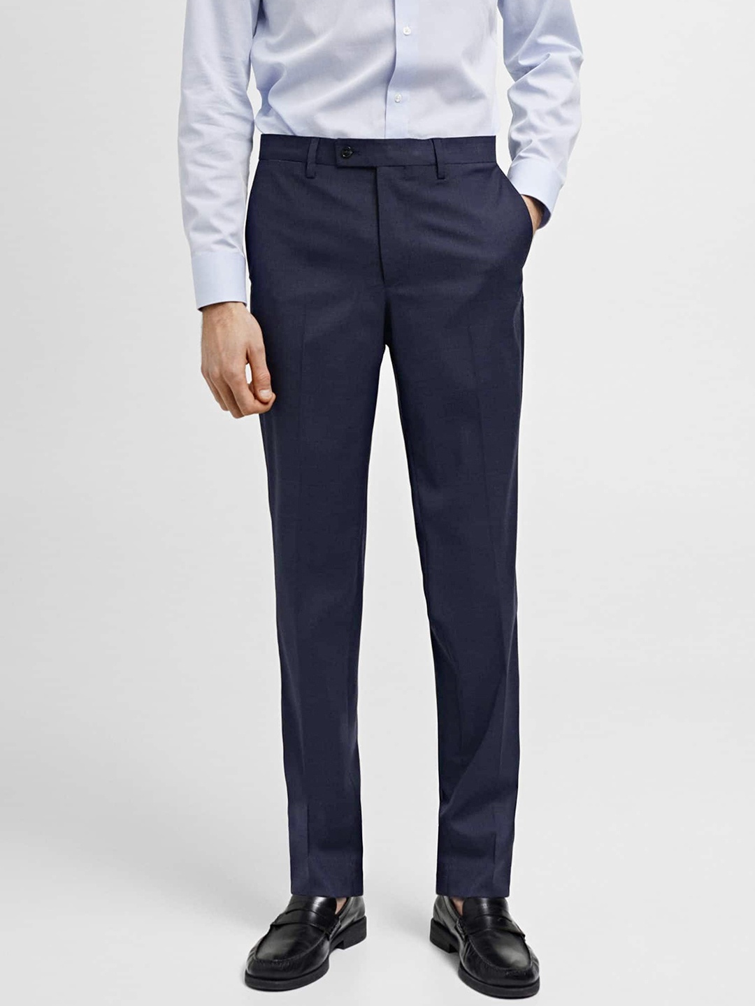 

MANGO MAN Slim Fit Formal Trousers, Navy blue