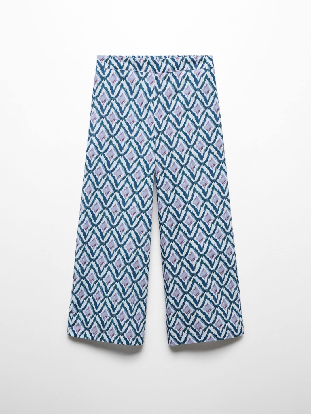 

Mango Kids Girls Cotton Abstract Printed Parallel Trousers, Blue