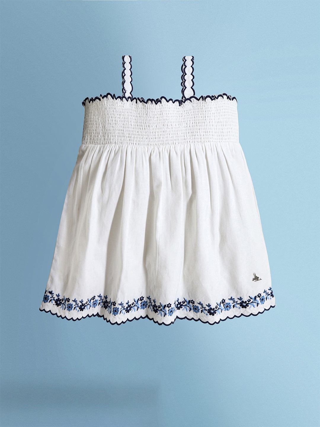 

Cherry Crumble Girls Shoulder Straps Cotton Empire Top, White