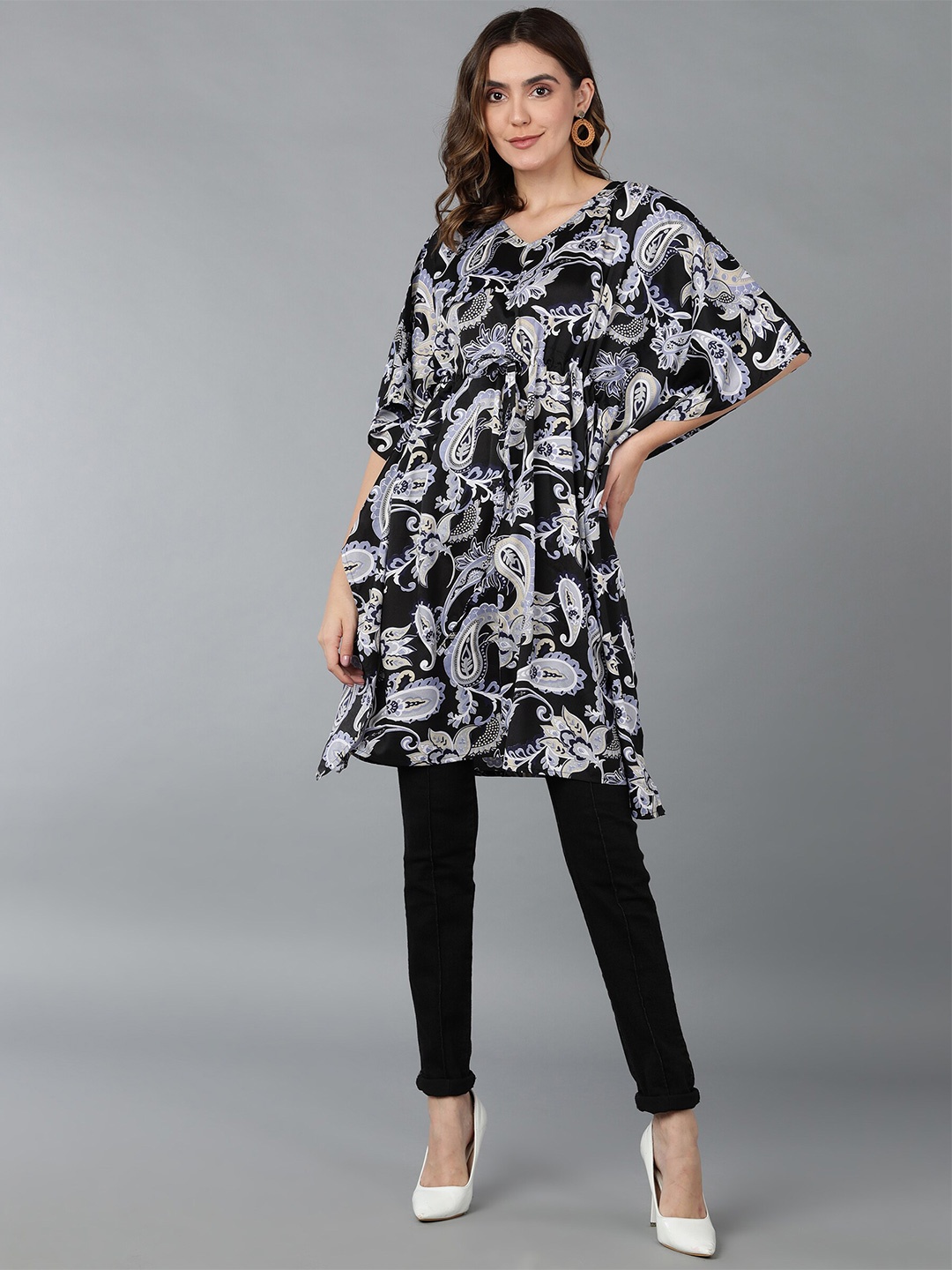 

Fashfun Printed Kaftan Kurta, Black